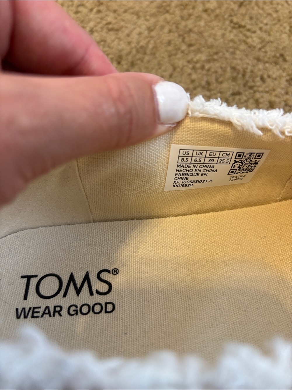 TOMS White Canvas Frayed-Edge Espadrilles - Picture 3 of 5